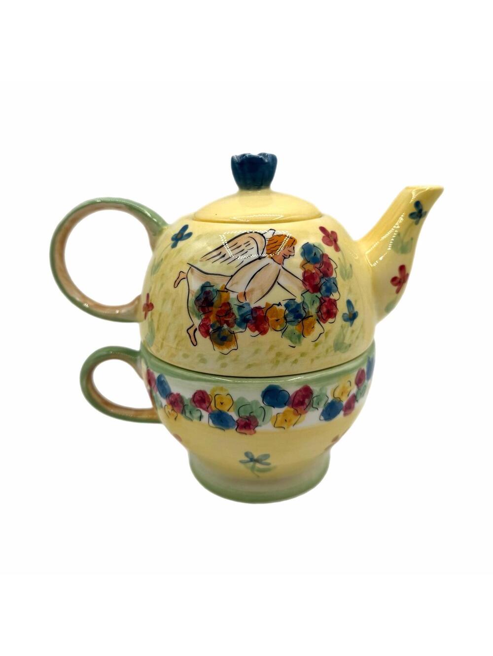Mesa International Harmony Heart Yellow Individual 3-Piece Teapot & Mug Set